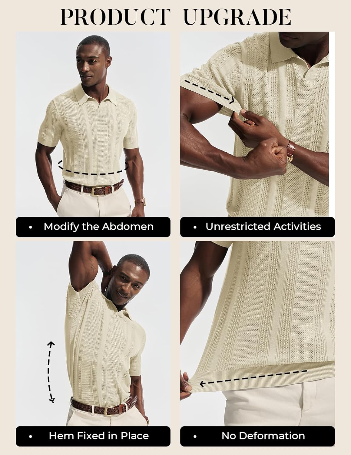 PJ PAUL JONES Mens Polo Shirts Short Sleeve V Neck Knit Shirt Casual Golf Polos - Image 5