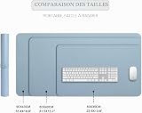 Extended Mouse Pad Mat XXL Desk Pad Large Desk Mat DOBAOJIA 35.4" X 16.9" Desk Blotter Writing Pad for Laptop/Office/Home, PU Leather Waterproof +Suede Non-Slip 90 x 43cm (Greyish Blue) - 7