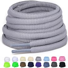 2 Pairs of Half Round Shoelaces, 6 mm Oval Athletic Shoelaces for Trainers, Running Shoes, Sports Shoes, Shoe Laces 16 Colours
