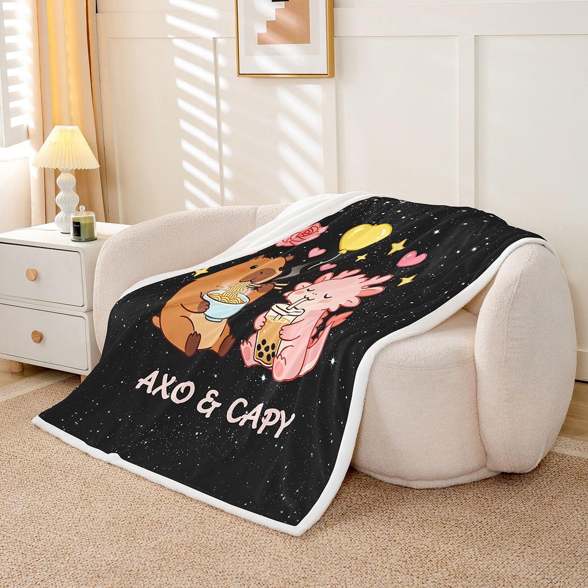 Erosebridal Axolotl & Capybara Throw Blanket 30" x 40" for Bed Couch image 3
