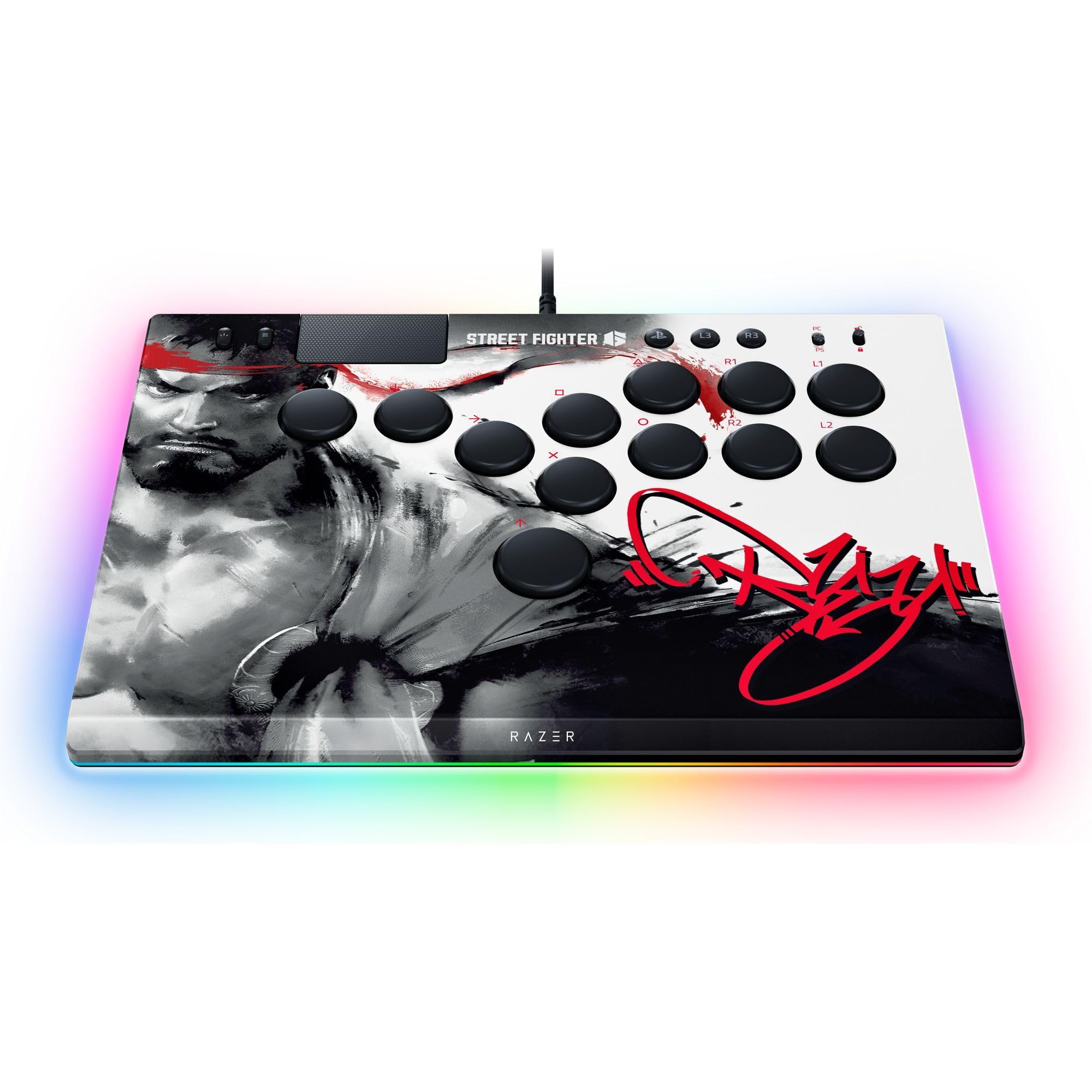 Razer Kitsune Ryu Edition - Mando óptico de estilo arcade para PS5 y PC - Disposición con 4 botones direccionales de precisión - Interruptores ópticos lineales planos | Ryu Ed.