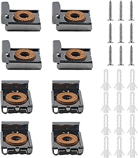2 Sets (8 Pieces) Mirror Hanger Clips Set, Metal Spring Loaded Unframed Mirror Mount Clips with Screws and Anchors for Easy Installation(Silver)