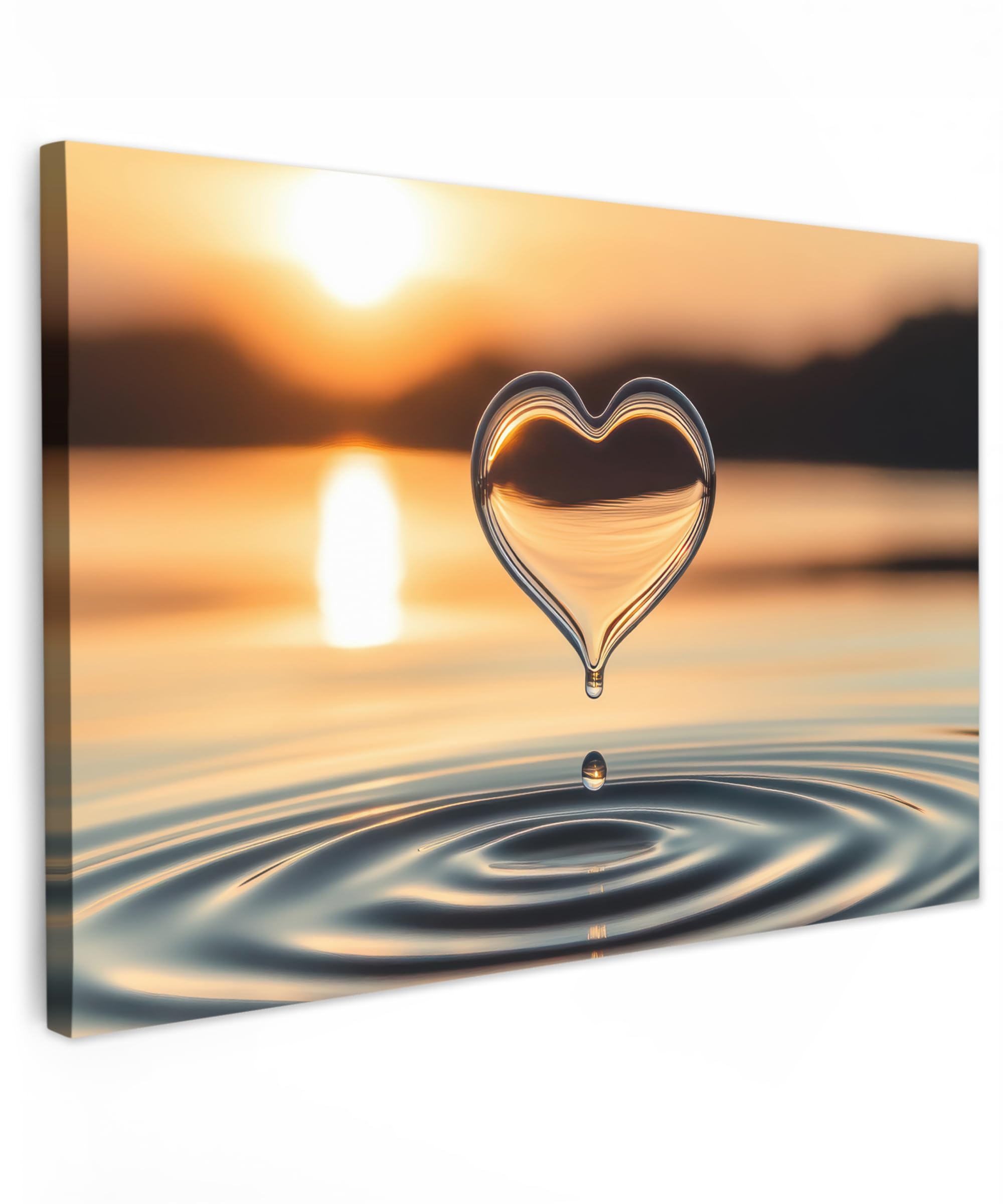 MuchoWow© Canvas Wall Art 47"x31" / 120x80 cm Home Decor Paintings for Living Room Decorations Gifts Hallway Heart - Water - Sunset - Nature - Zen