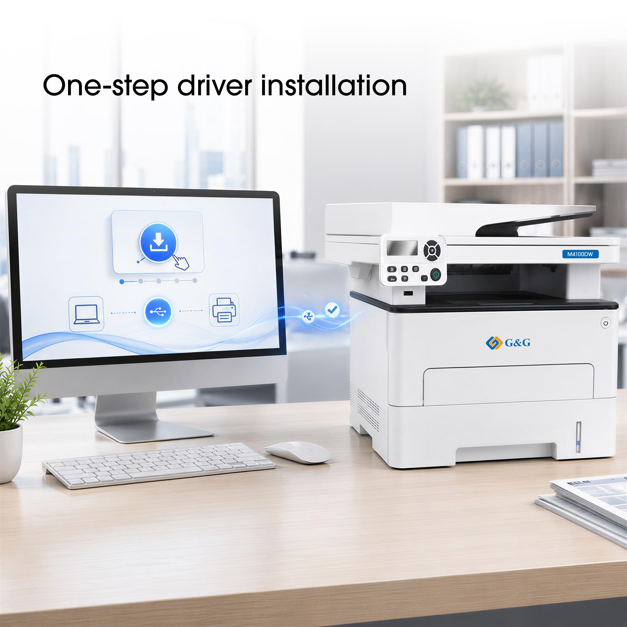 G&G M4100DW stampante laser, scanner fotocopiatrice multifunzione laser, Wi-Fi nero e bianco, stampante laser duplex,33 – 35 ppm