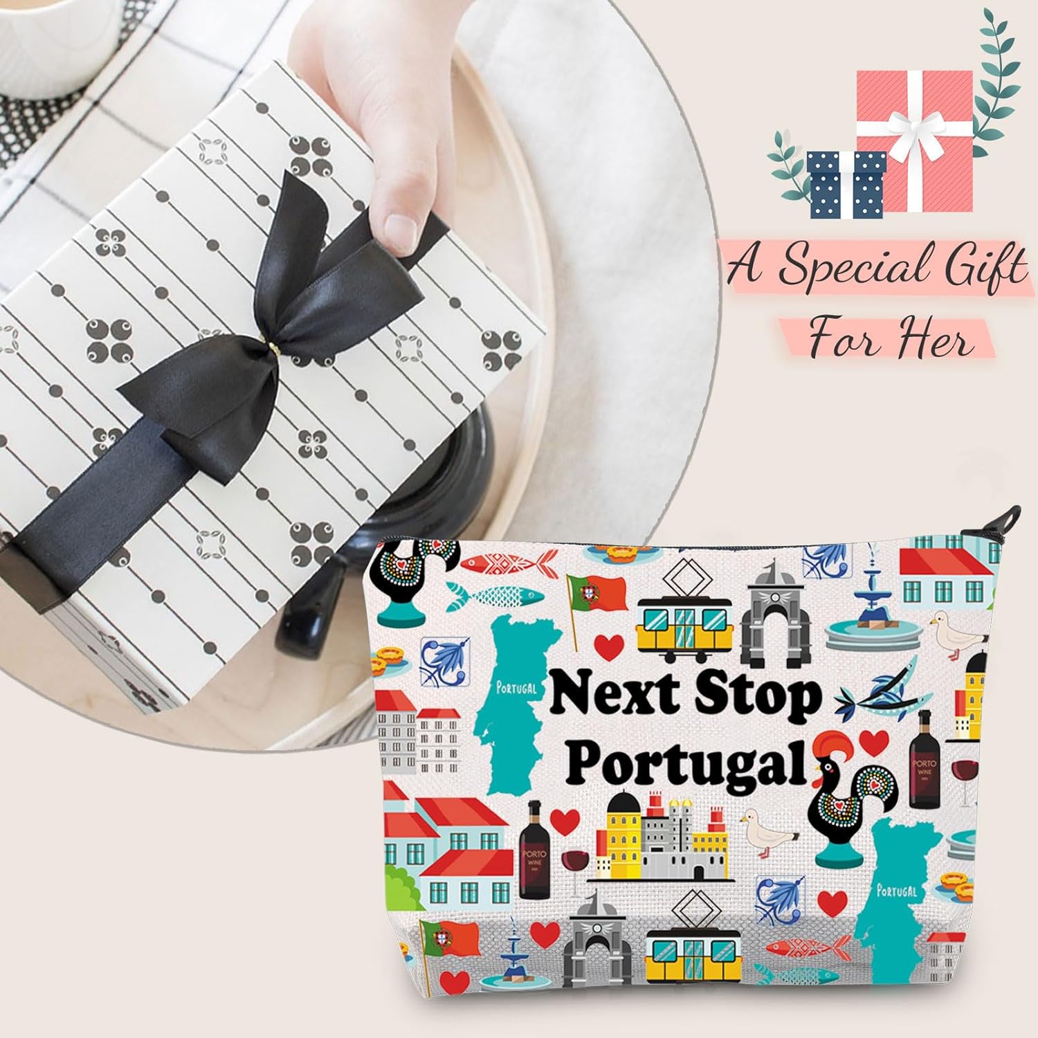 JXGZSO Portugal Travel Gift Next Stop Portugal Cosmetic Zipper Bag Portugal Travel Pouch Portugal Vacation Makeup Bag - Image 6