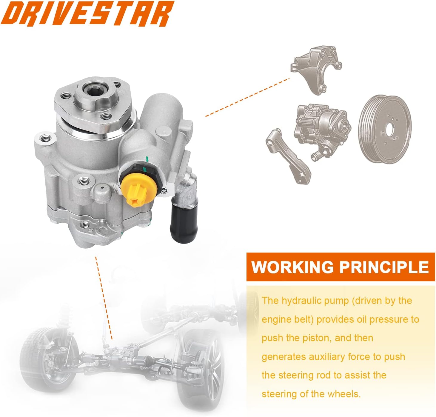 DRIVESTAR 21-5151 Power Steering Pump for Selected 1999-2005 VW Jetta, 1998-2003 VW Beetle, 1999-2006 VW Golf, 2003-2007 VW Polo, 2009-2013 VW Gol, 2005-2009 VW Lupo, 2014 VW Nuevo Gol