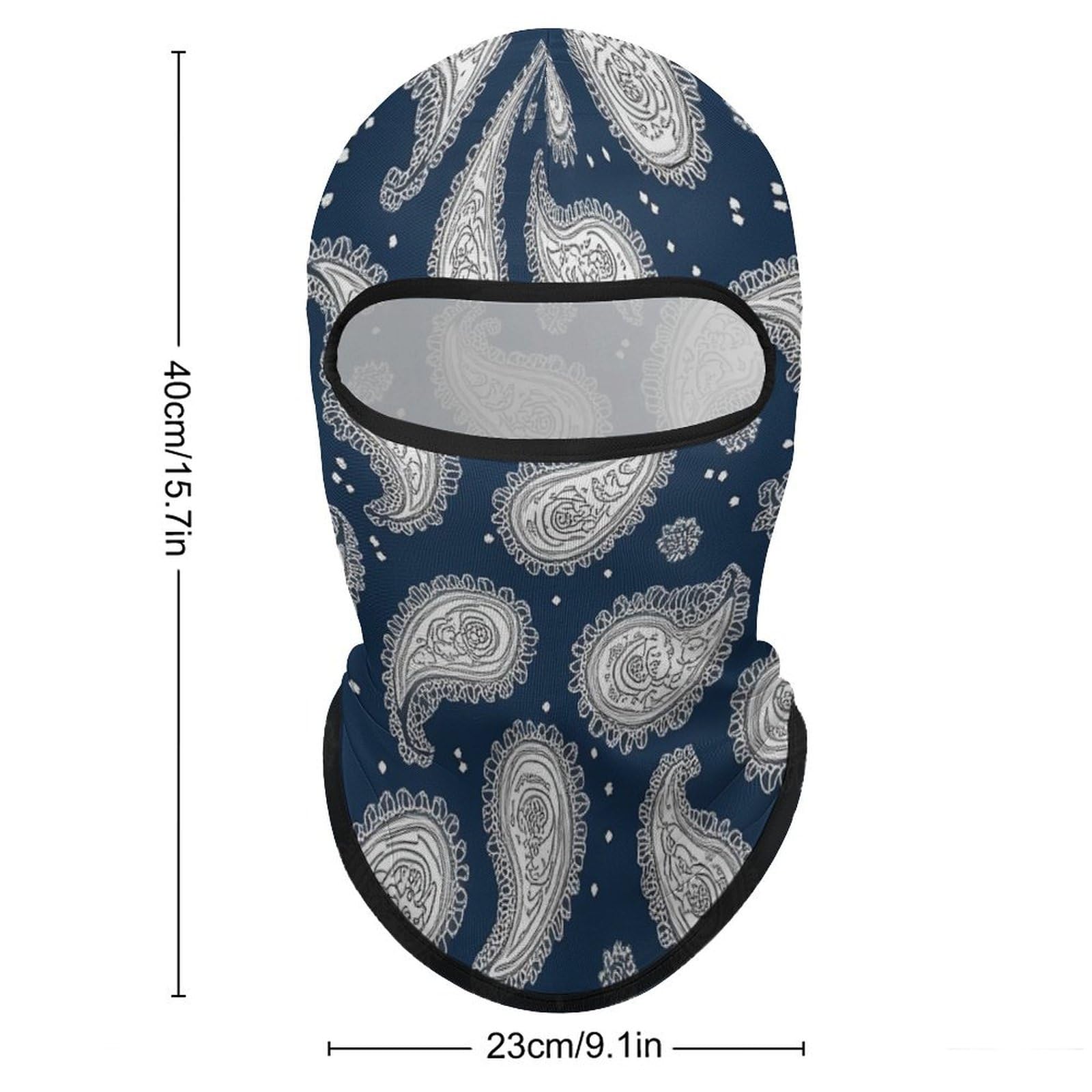 Dark Blue Paisley Pattern Balaclava Face Mask Ski Bandana Face Masks UV Protection Windproof Scarf Hood for Women Men