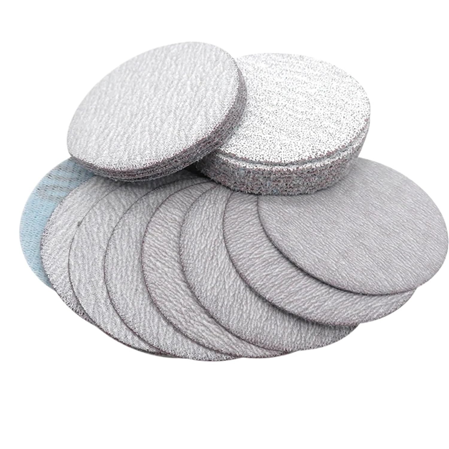 100pcs 2 Inch Hook & Loop White Dry Sanding Discs - Premium Abrasive Sandpaper for Polishing & Grinding(400 Grit)