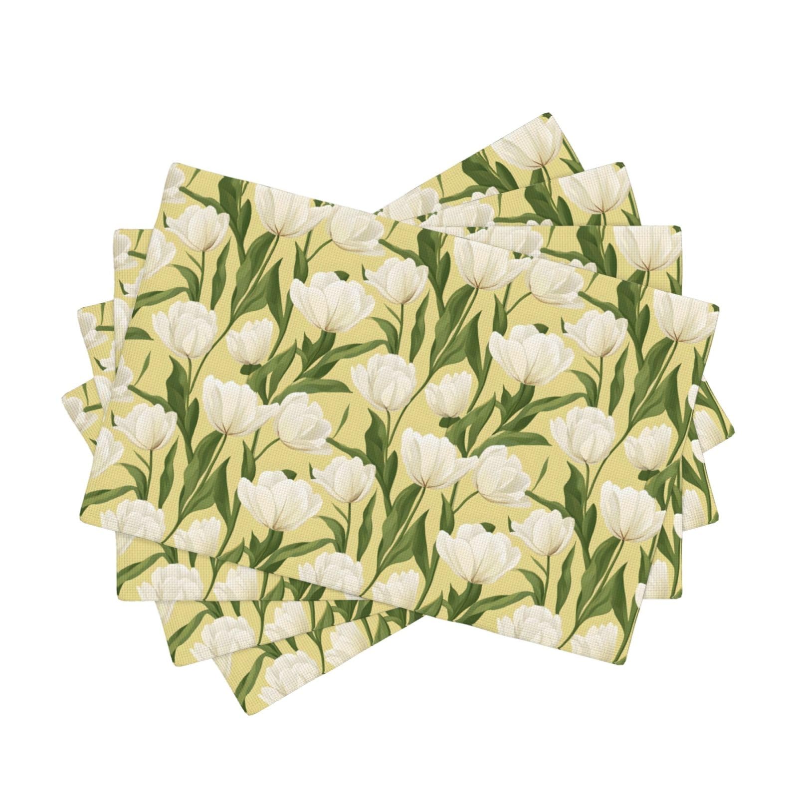 Set de table décoration de fête au motif floral blanc éclatant