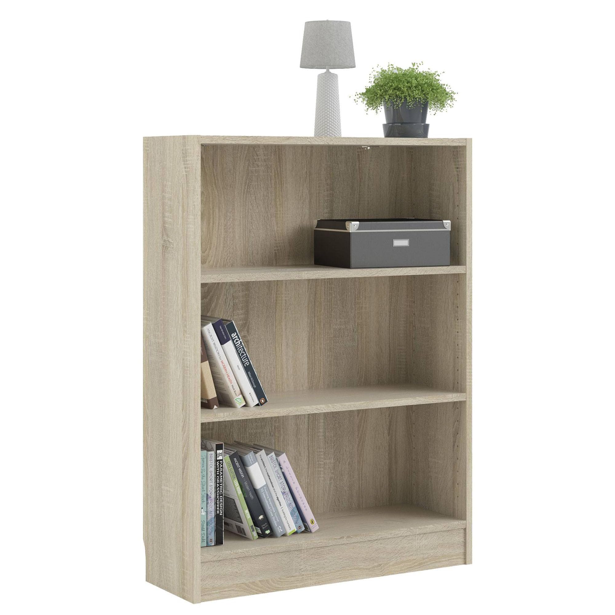 Librería Estantería para Libros de Madera Turia 2 estantes Color Roble patinado 79 x 27 x 108 cm
