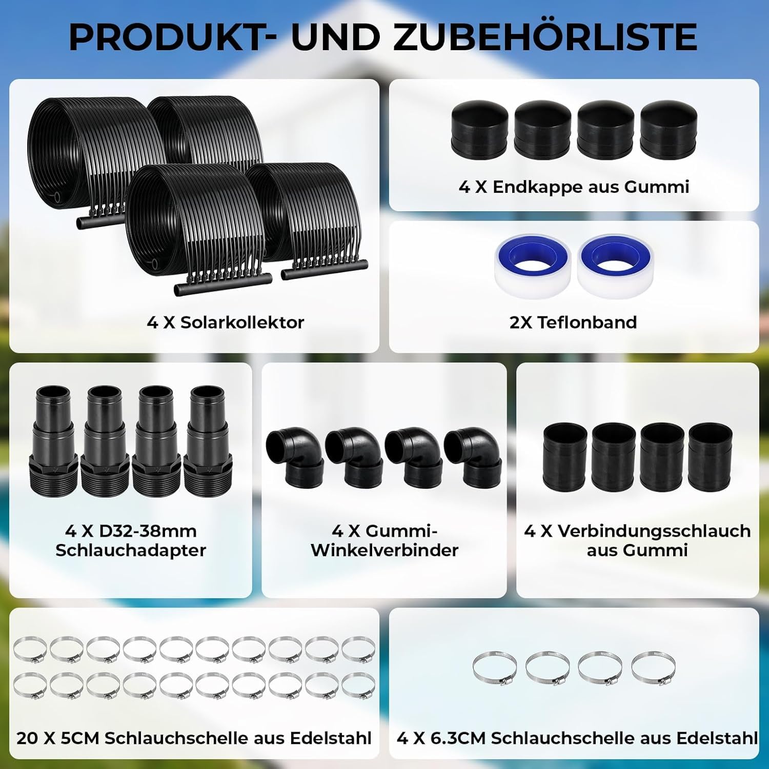 LIFERUN Kolektor solarny do ogrzewania basenu, mata solarna, zestaw mat grzewczych, basen do 24000 l, tworzywo sztuczne, odporne na promieniowanie UV, możliwość dowolnego rozszerzenia (300 x 150 cm)