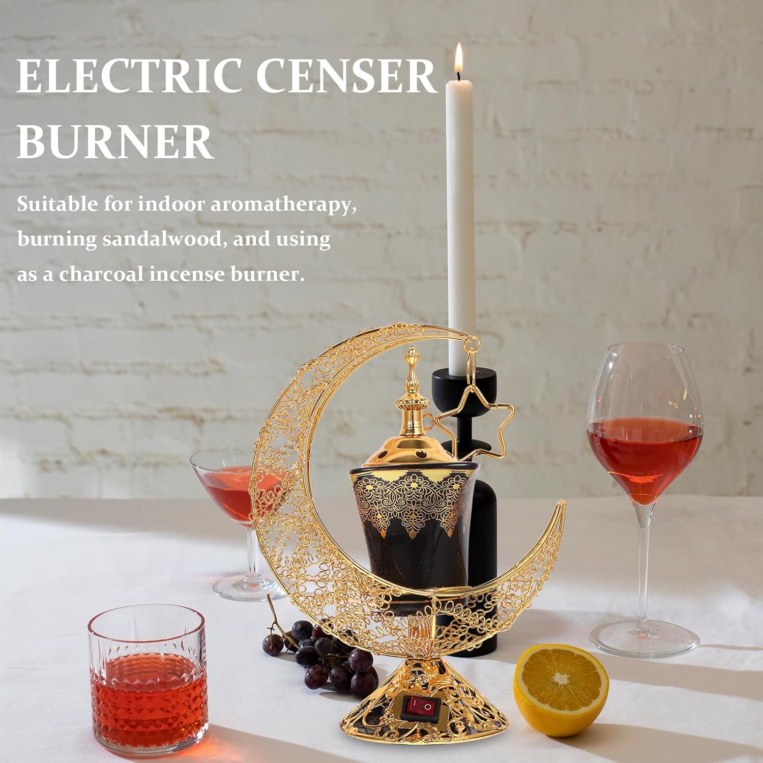 HOMSFOU Electric Incense Burner Plug-in Ceramic Censer for Home Fragrance Aromatherapy and Yoga Spa Decor 7.1 Inch Heat-Resistant Design