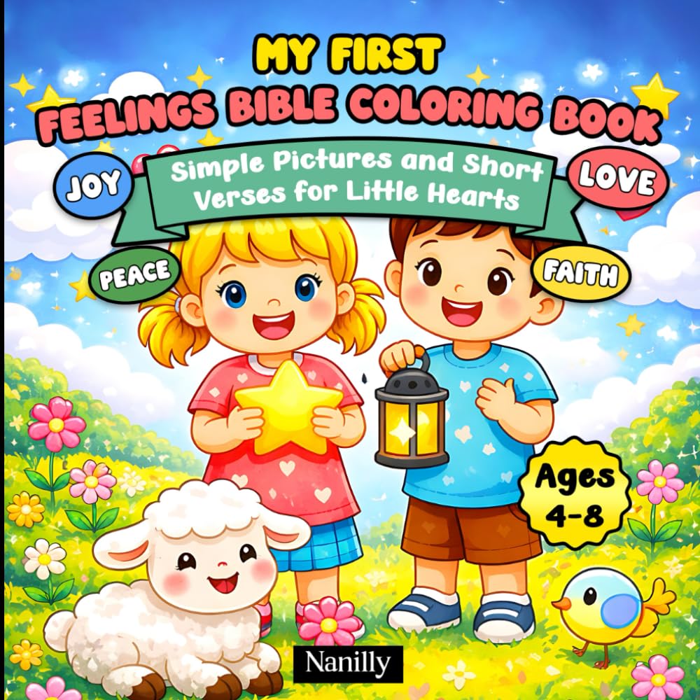 My First Feelings Bible Coloring Book: Christian Emotions Coloring Book with Simple Pictures and Bible Verses
