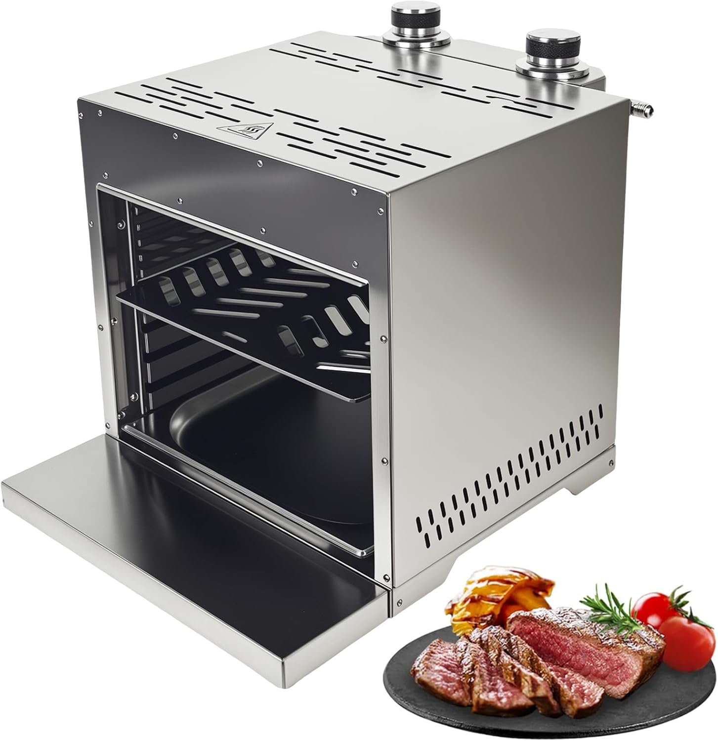 Steak Broiler Portable Infrared Broiler Propane Gas Grill, Maximum 1600°F/870℃, Sear Station steak cooker grill outdoor BBQ with Pizza Stone, Stainless Steel