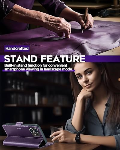 Miniatura 5 de AICase Funda tipo cartera para iPhone 11 con bloqueo RFID de cuero con cierre magnético fuerte, funda protectora con soporte para tarjetas de