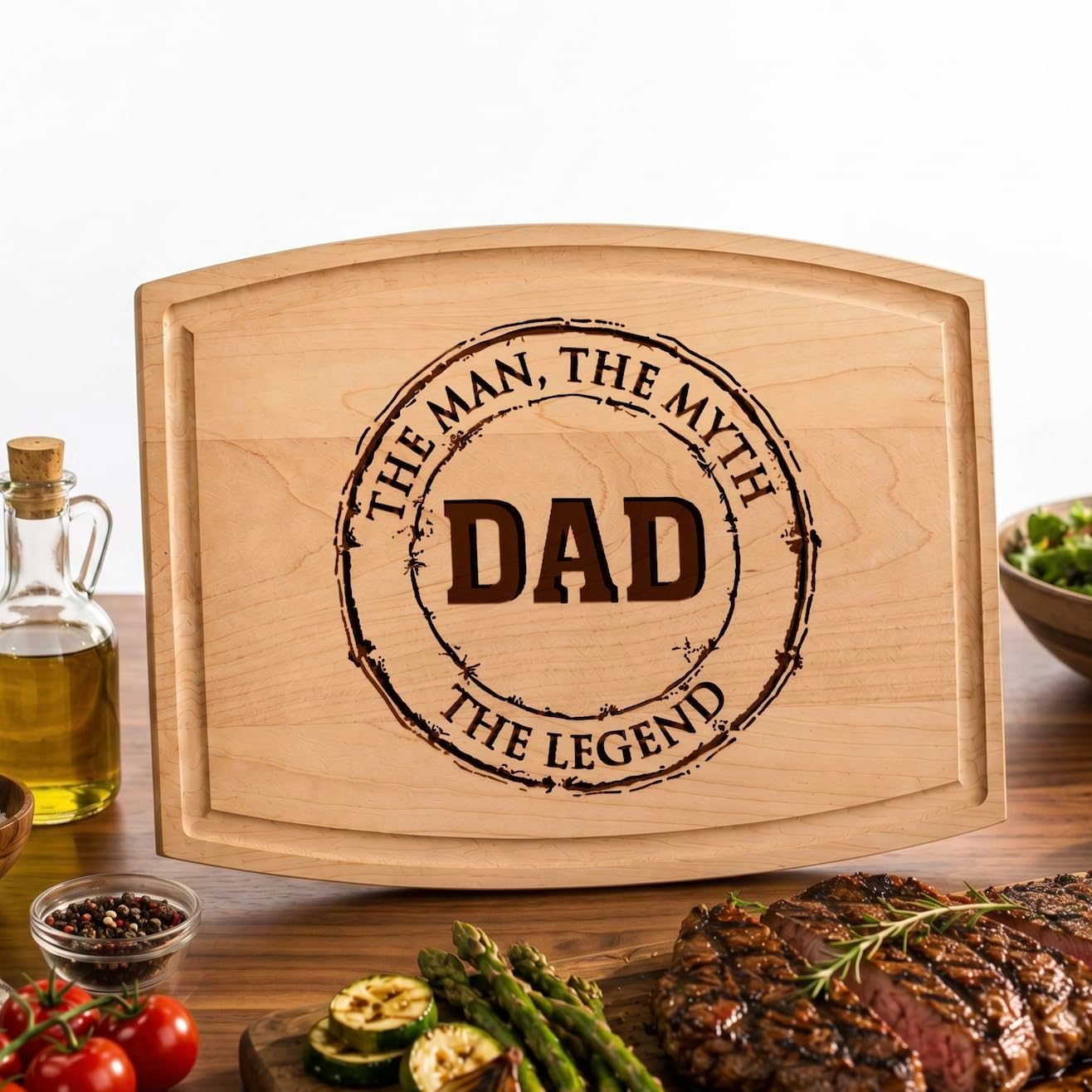 Engraved Cutting Board for Dad, The Man The Myth The Legend, Father’s Day Gift for Dad, BBQ Grilling Gift for Grandpa, Husband, Papa, Father-in-Law (Compact, Maple)