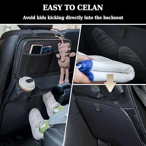 Miniatura 6 de Coverado Organizador de asiento trasero de automóvil, organizador de asiento de automóvil de piel de napa con soporte para tableta de pantalla