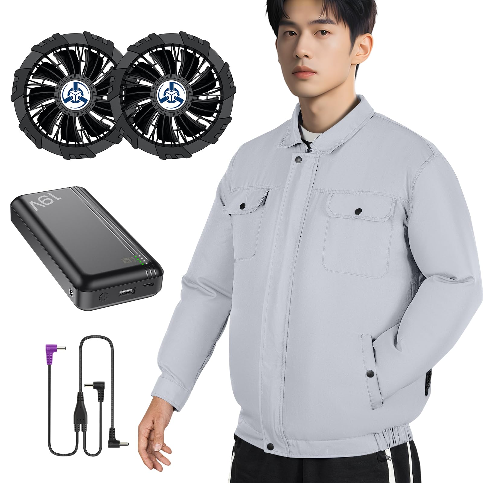 Mサイズ 30V 作業服 30000mAh バッテリー ファン 長袖 熱中症対策 Amazon.co.jp: [Sumeriy] 空調作業服 長袖 30000mAhバッテリー付き