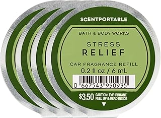 Bath and Body Works 4 Pack Scentportable Fragrance Refill Stress Relief Eucalyptus Spearmint. 0.2 Oz each.