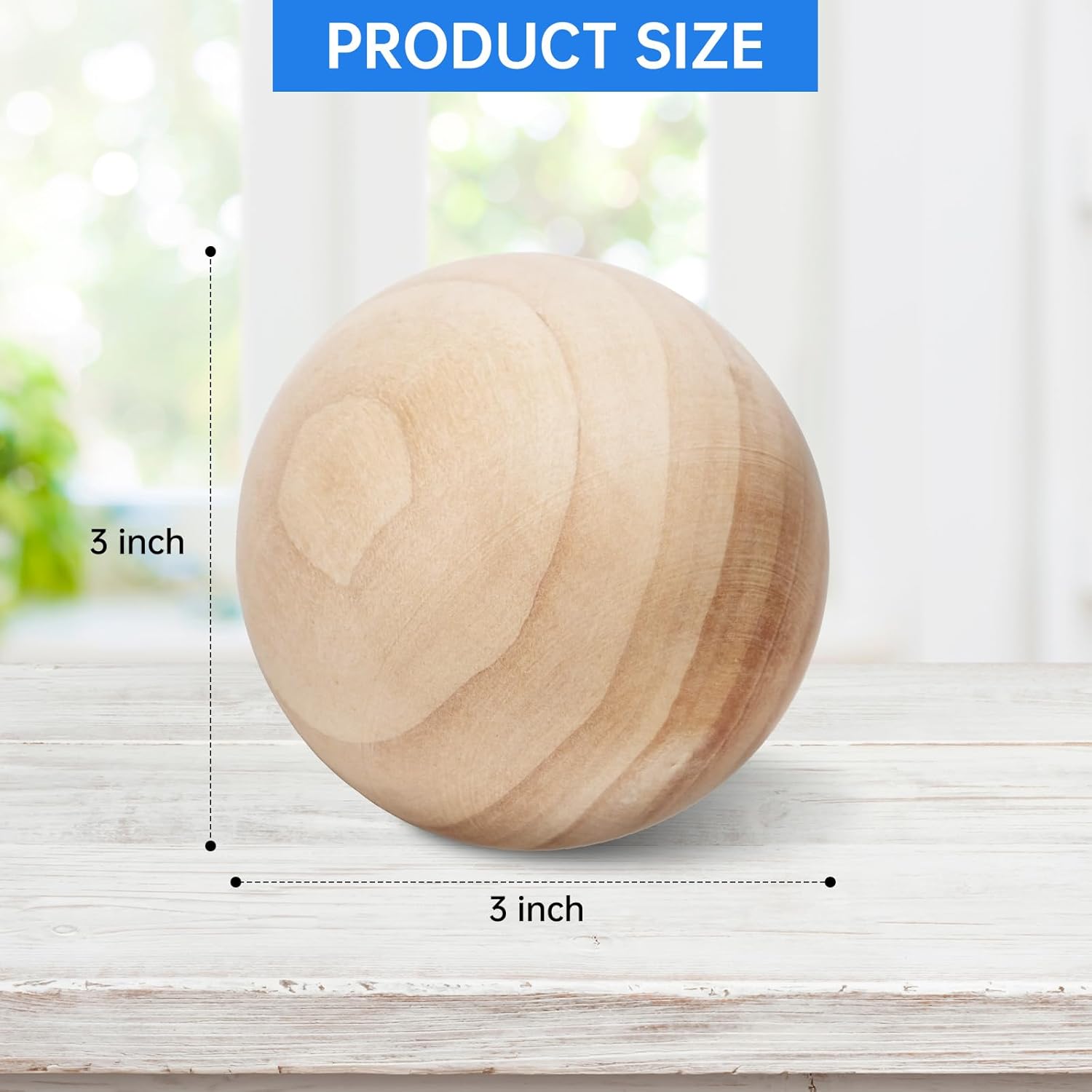 3 inch Wooden Balls, 4PCS Unfinished Round Wood Balls, 75mm Large Natural Wooden Balls for Crafts and DIY Decorative Projects - Image 2