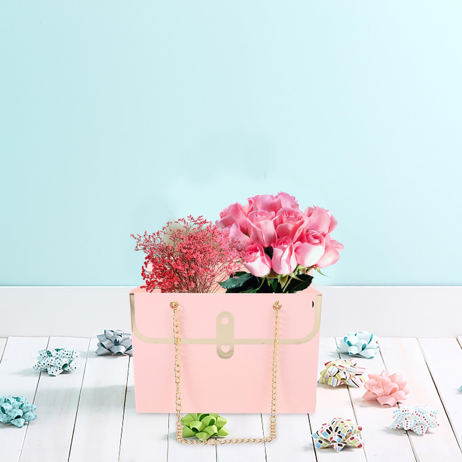 Didiseaon 20 Unidades Bolsa de Obsequio Rectangular Rosa para Flores, Papel