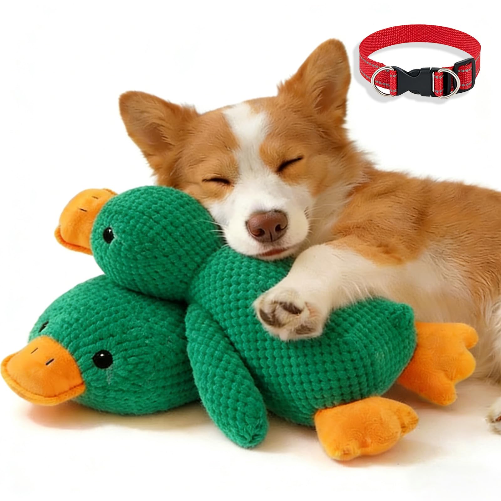 rialgirw Paw Love Calming Duck, 2026 Upgraded Plush Ducks Toy for Dogs, Stuffed Calmings Pillow with Quack Sound, Quacking Ducks Toys, Calming Duck Toy for Dogs (Green, L(45cm/18“))