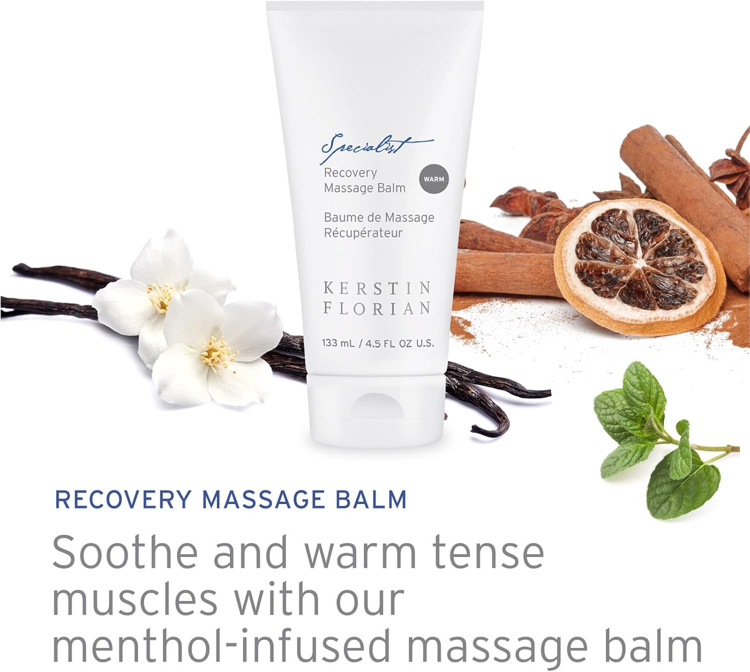 Kerstin Florian Recovery Massage Balm | Warming Lotion for Soothing Muscles | Moisturizing Pain Relief | 4.5 fl oz