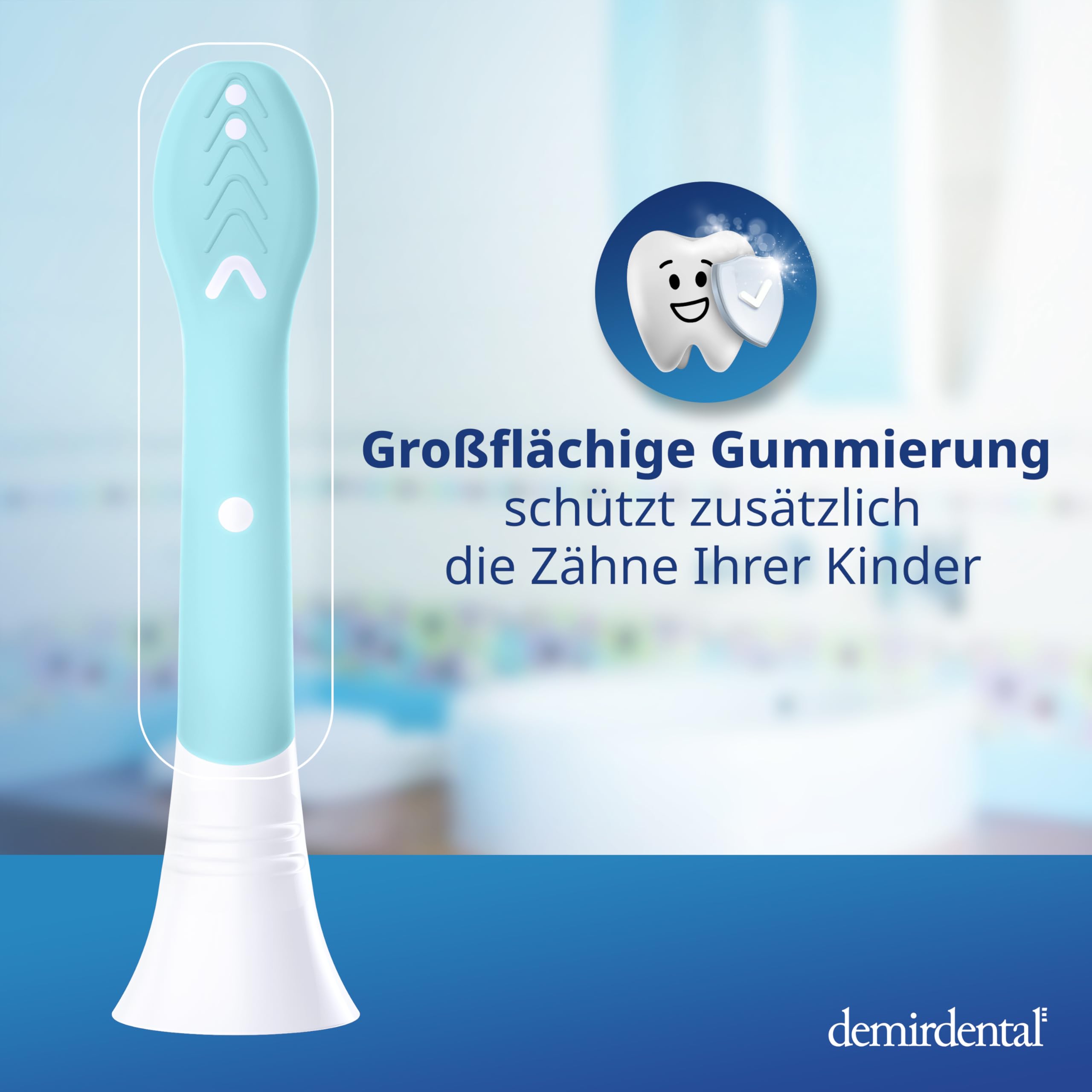 demirdental Kinder Ersatzbürsten passend für Philips Sonicare Kids – Mini Aufsteckbürsten für 3-6 Jahre, extra weiche Bürstenköpfe für Milchzähne, entspricht HX6034, Türkis, 8er Set