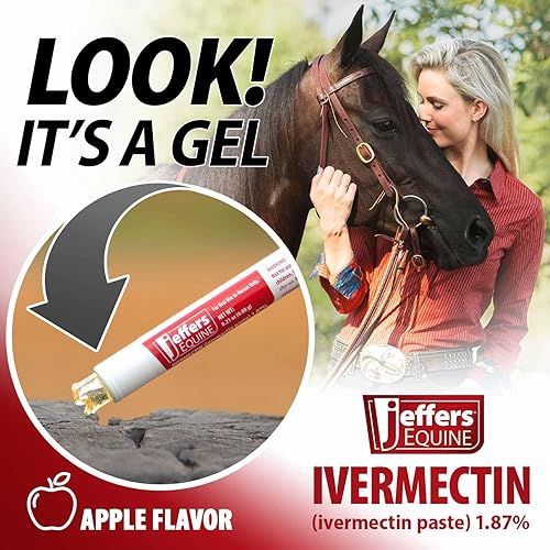 Miniatura 2 de Jeffers Ivermectin Gel Desparasitante para Caballos - Sabor a Manzana, Pasta Desparasitante de Espectro Amplio - Control Efectivo de Parásitos para