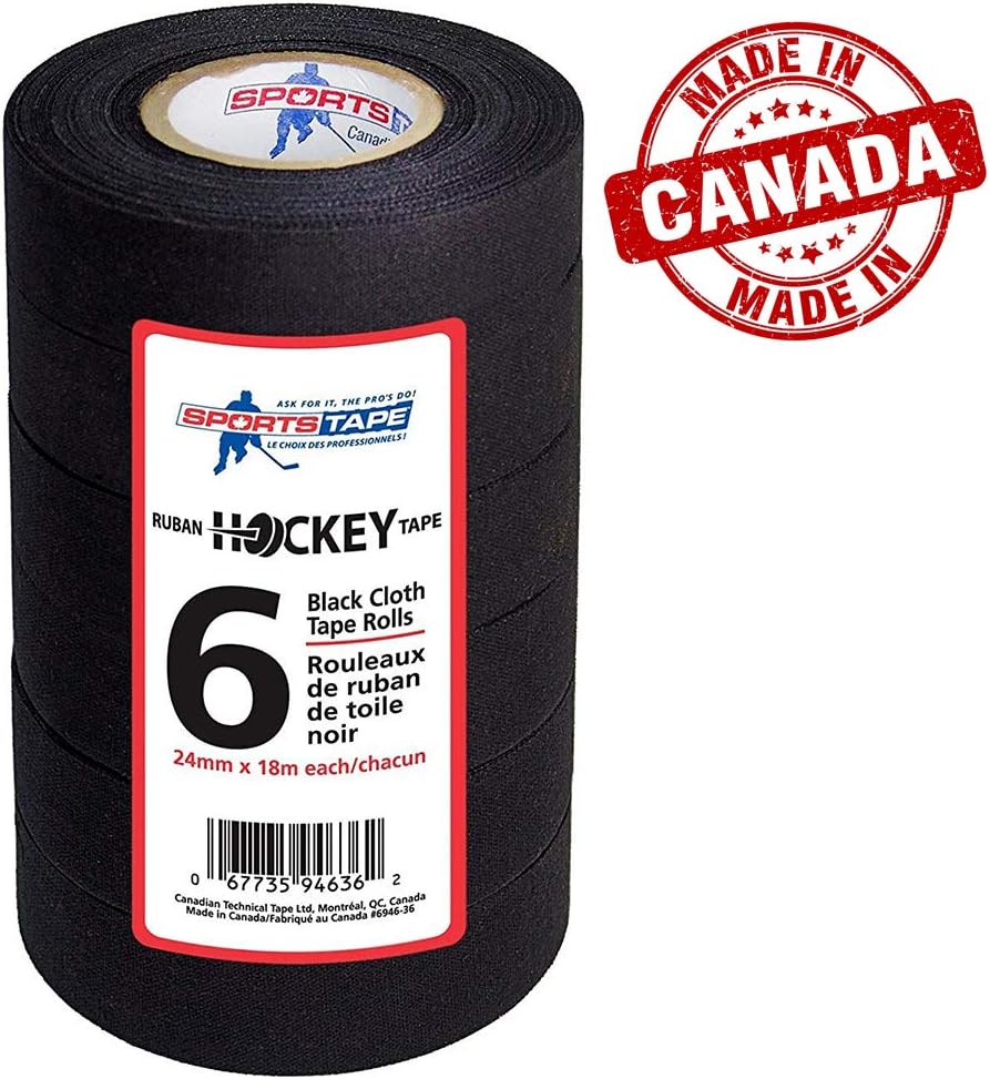 Sports Tape Hockey Tape, 6 Rolls, 1 Inch Wide, 20 Yards Long (Cloth)
