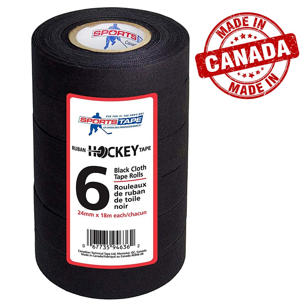 sports tape Black Hockey Tape Stick Tape 6 Rolls 1 Inch Wide,20 Yards Long (Cloth) Made