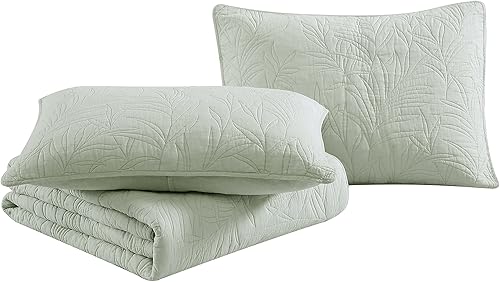 Miniatura 9 de Tommy Bahama - Edredón Queen, ropa de cama reversible de algodón, prelavada para mayor suavidad (verde Costa Sera)