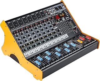 Mixers Audio 9 Channel Mixer, Dj Mixer Board Mixer Audio Bluetooth MP3 Mixer for Music With Sound Card Recording And 99 Kinds of DPS Digital Effects, Usb Audio Mixer for Karaoke Speakers