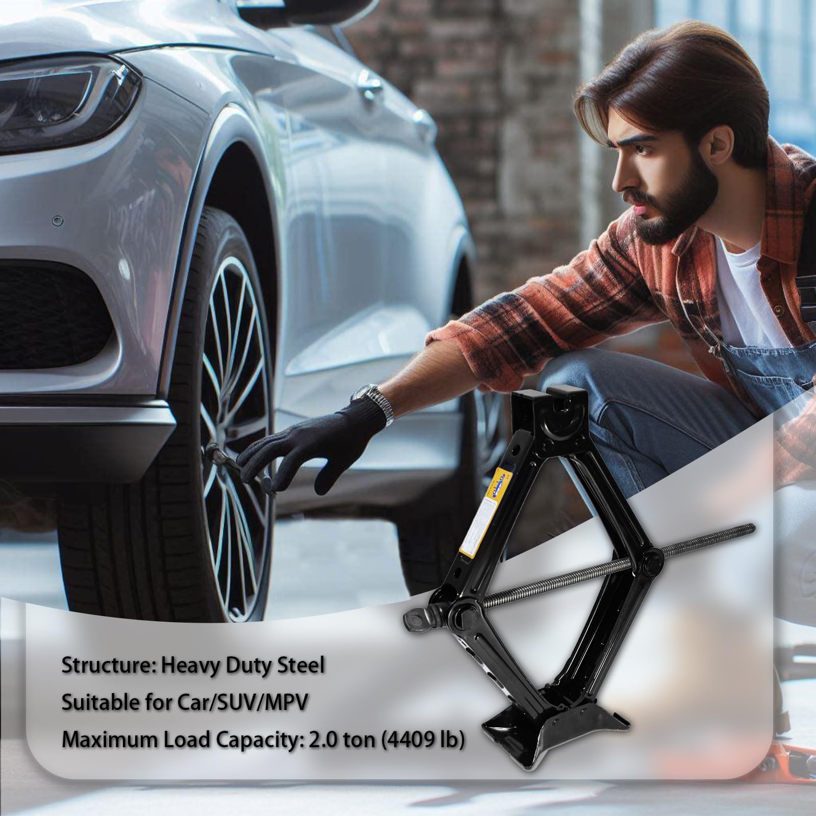 Heavy Duty 3 Pack Buy ALI2 Steel Scissor Lift Jack Car Kit - Ax 2 Ton (4409 Lbs) Capacity S With Hand Car Jack - View #10