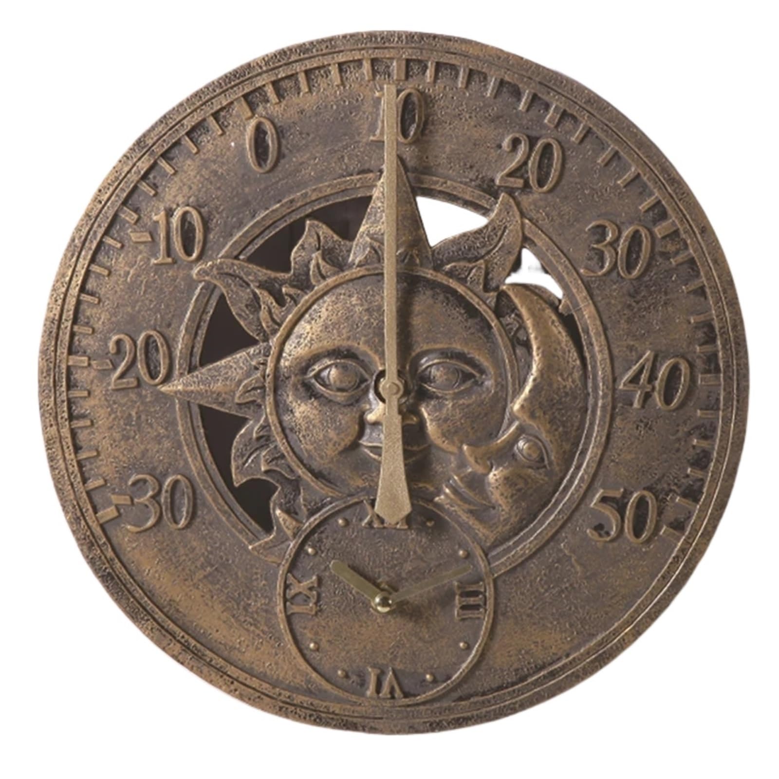 Ubohuz Brass Outdoor Large Wall Clock Vintage Waterproof Clocks For Patio, Pool, Garden