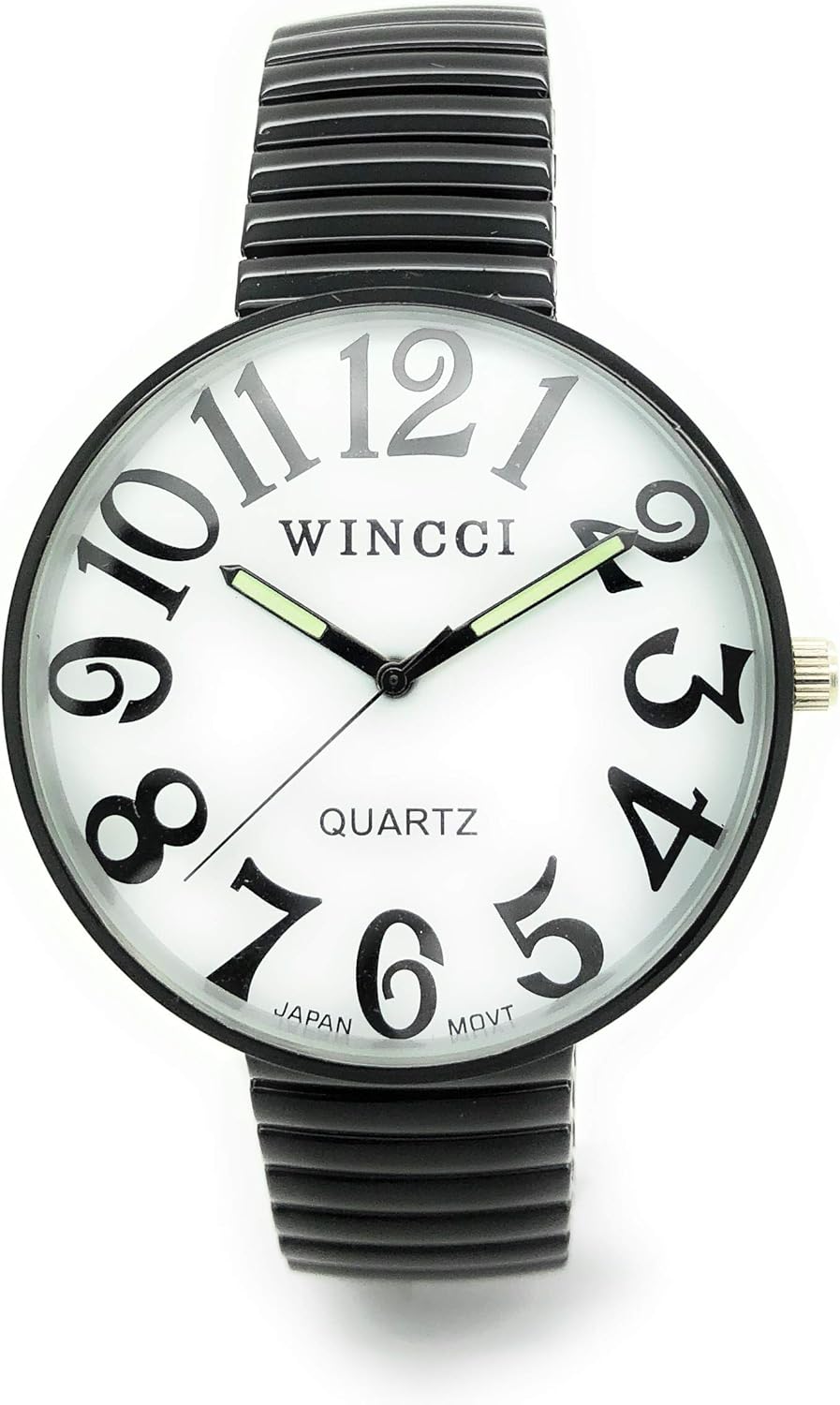 Mens Ladies Jumbo Big Numbers Stretch Elastic Band Analog Quartz Fashion Watch