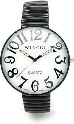 Mens Ladies Jumbo Big Numbers Stretch Elastic Band Analog Quartz Fashion Watch