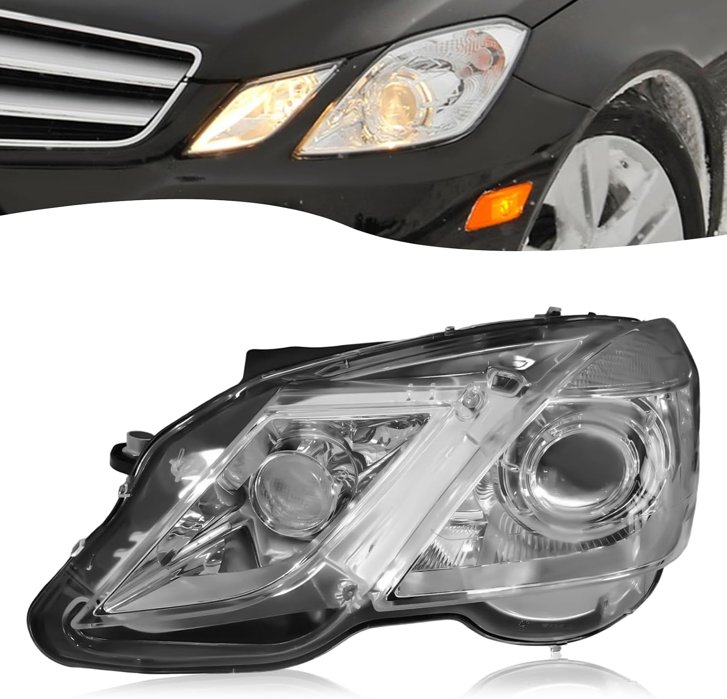 HID Headlight Assembly for 2010-2013 Mercedes-Benz E350 E300 E550 (w/AFS,w/o LED DRL), OE 2128203359 Direct Replacement Left Side