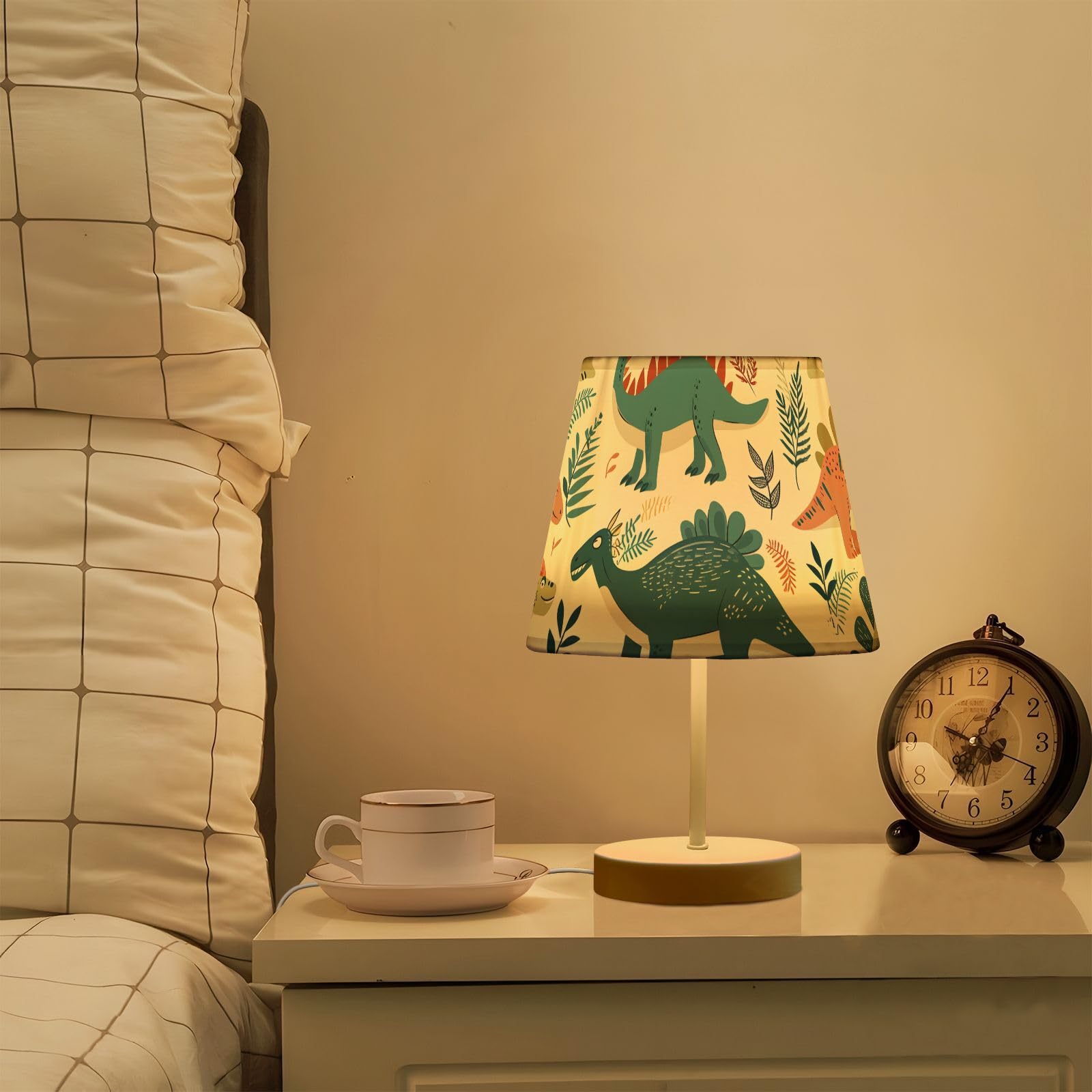 Mnsruu Lámpara de mesita de noche, dinosaurio, cocodrilo, lámpara de mesa infantil, bombillas LED, lámpara de escritorio, pantallas de tela para dormitorio, sala de estar, mediana