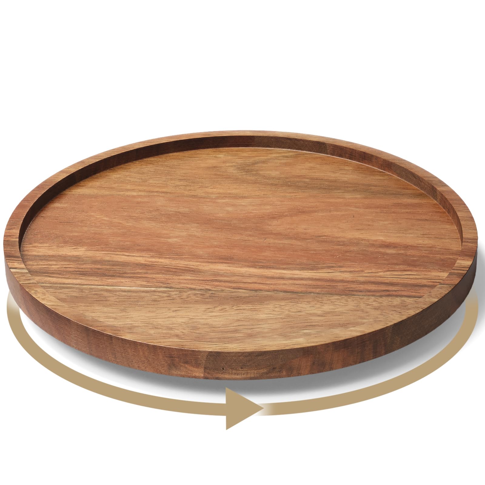 Fibogollo Brown Lazy Susan Organizer For Kitchen,Acacia Wood Turntable For Cabinet,Pantry,Table,Countertop,Vanity,Spice Rack,Large（25Cm）