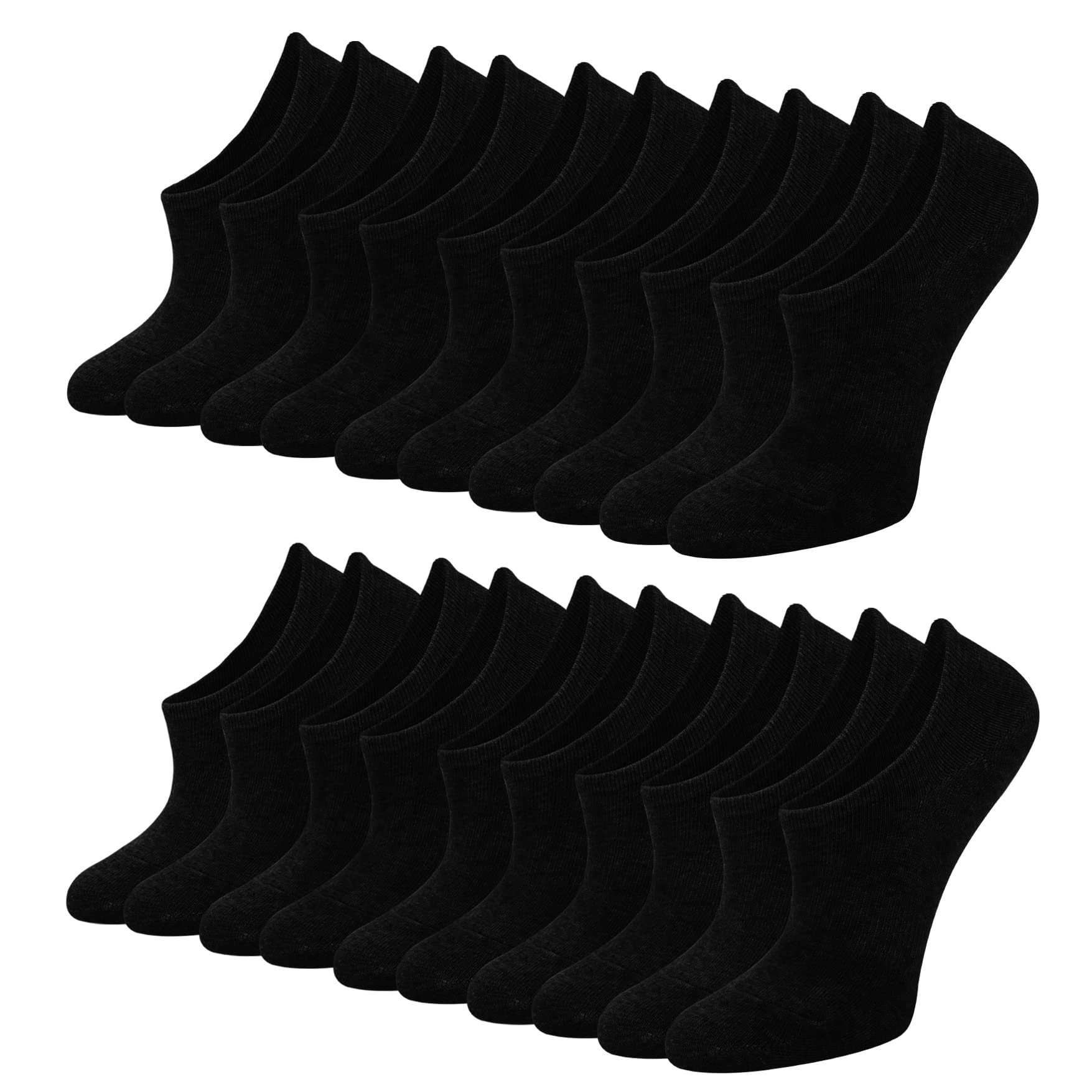 Blu Ninfee Sneaker Socken Damen Füsslinge Herren 10 Paar, Füßlinge mit Rutschfest Silikon, Unsichtbare Sneakersocken, Atmungsaktive Kurzsocken No Show Socken Schwarz Weiß