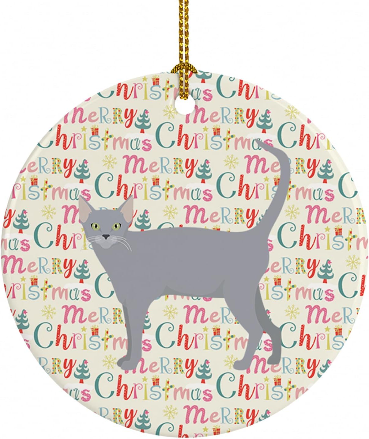 Caroline's Treasures Russian Blue #1 Cat Christmas Ceramic Ornament Christmas Tree Hanging Decorations for Home Christmas Holiday, Party, Gift, 3 in, Multicolor