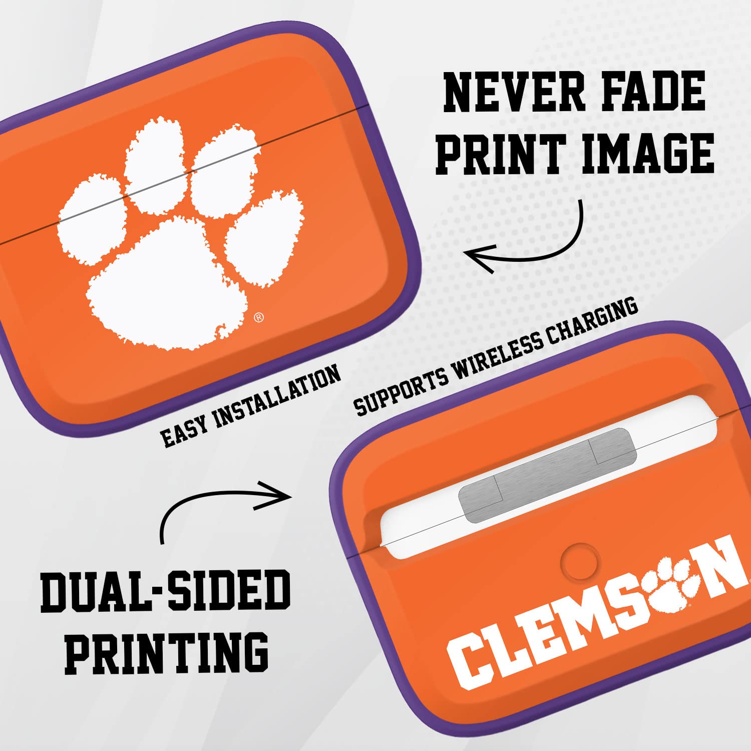 AFFINITY BANDS Clemson Tigers HDX Case Cover Compatible with Apple AirPods Pro 1 & 2 (Classic)
