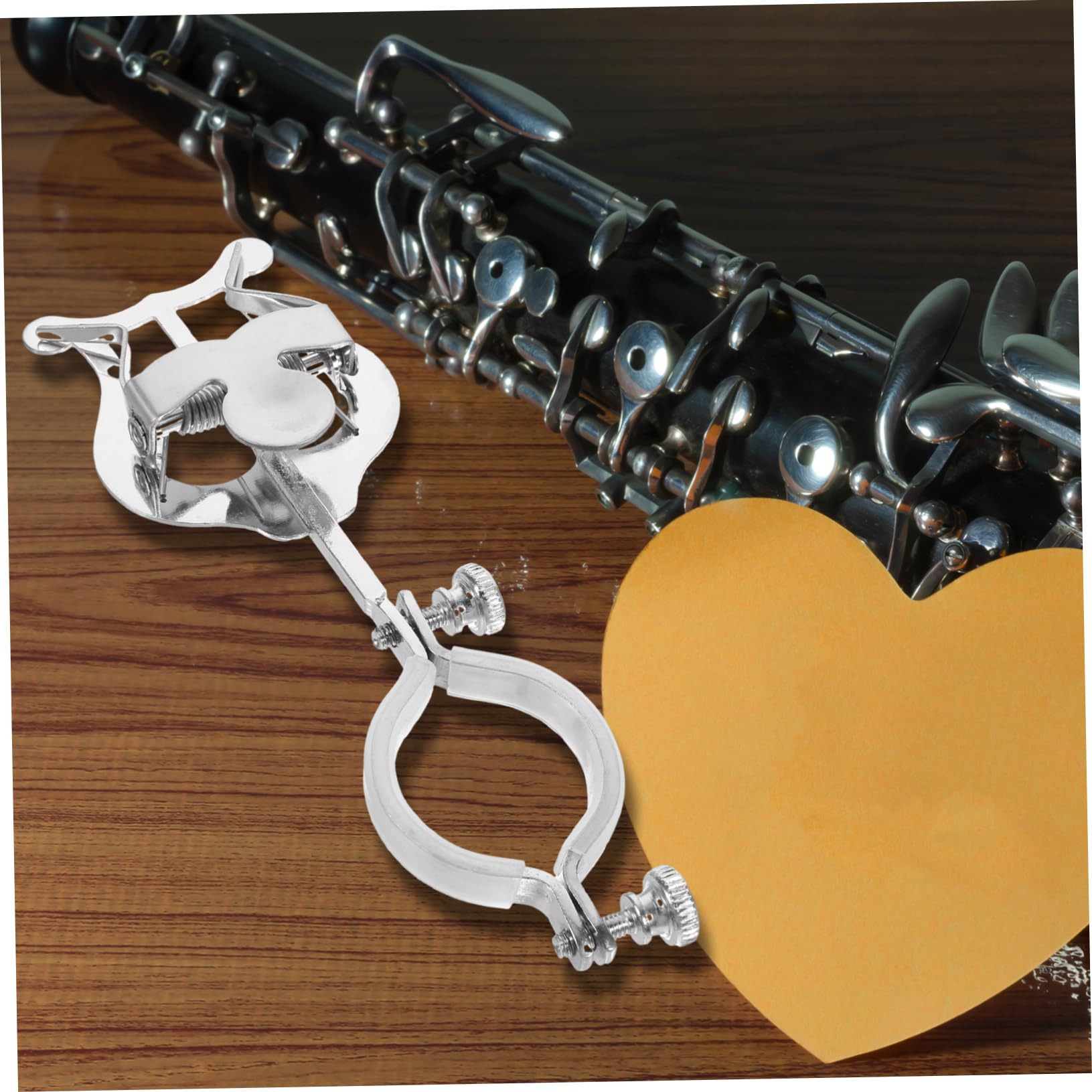 ibasenice Clarinet Sheet Music Clip Holder Metal Lyre Strong Clamp for Music Scores for Instrument Accessories