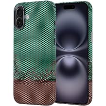 Aksesuarcim iPhone 16 Plus K l f Karbon Fiber G r. M-Safe  arj  zellikli Kamera Lens Korumal   nce Kapak Nekst Ye il