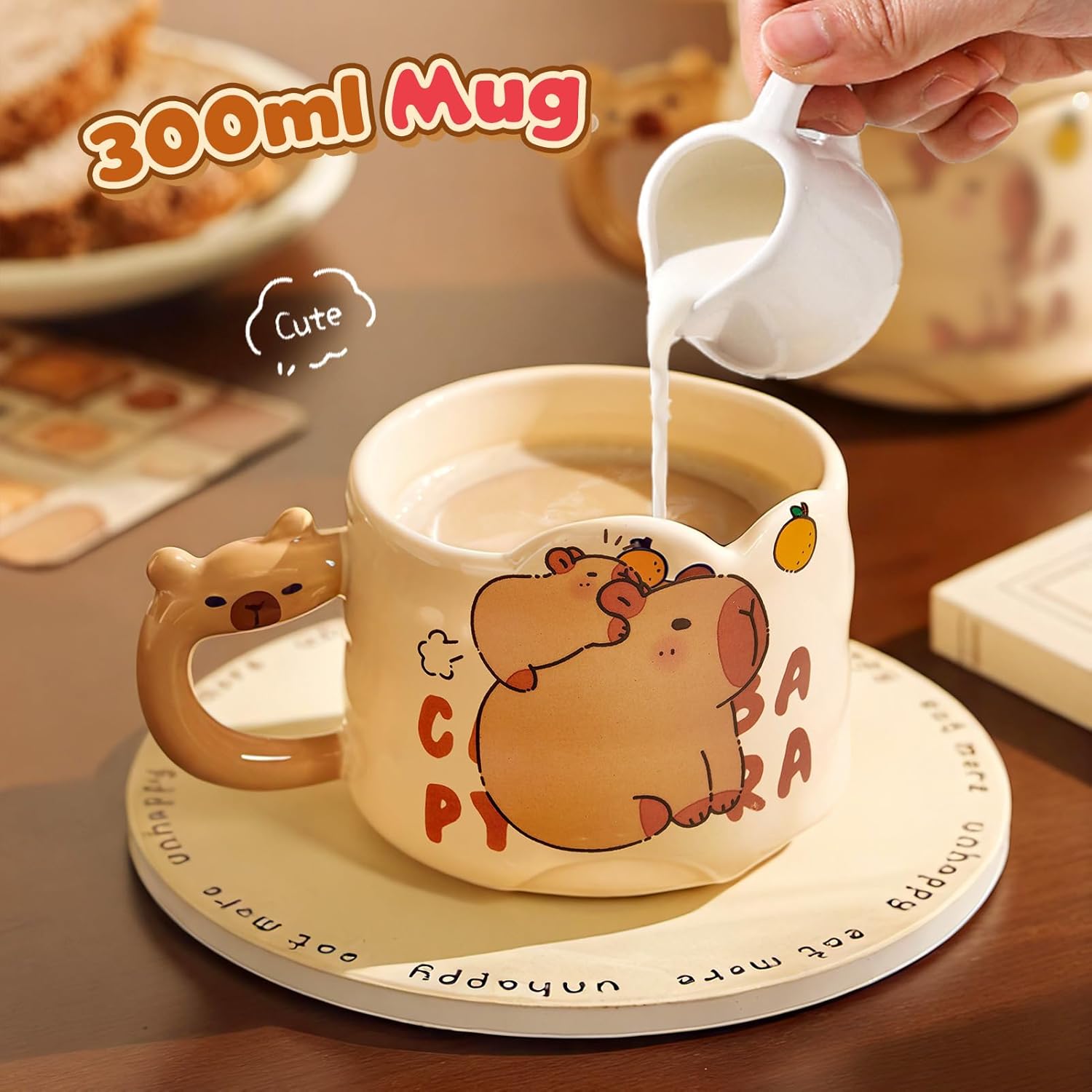Capybara Plush Gifts Set for Kids, Cute Chef-Themed Stuffed Toys with Mug & Keychain & Coin Purse, Birthday Gift Set for 3 4 5 6 7 8 Year Old