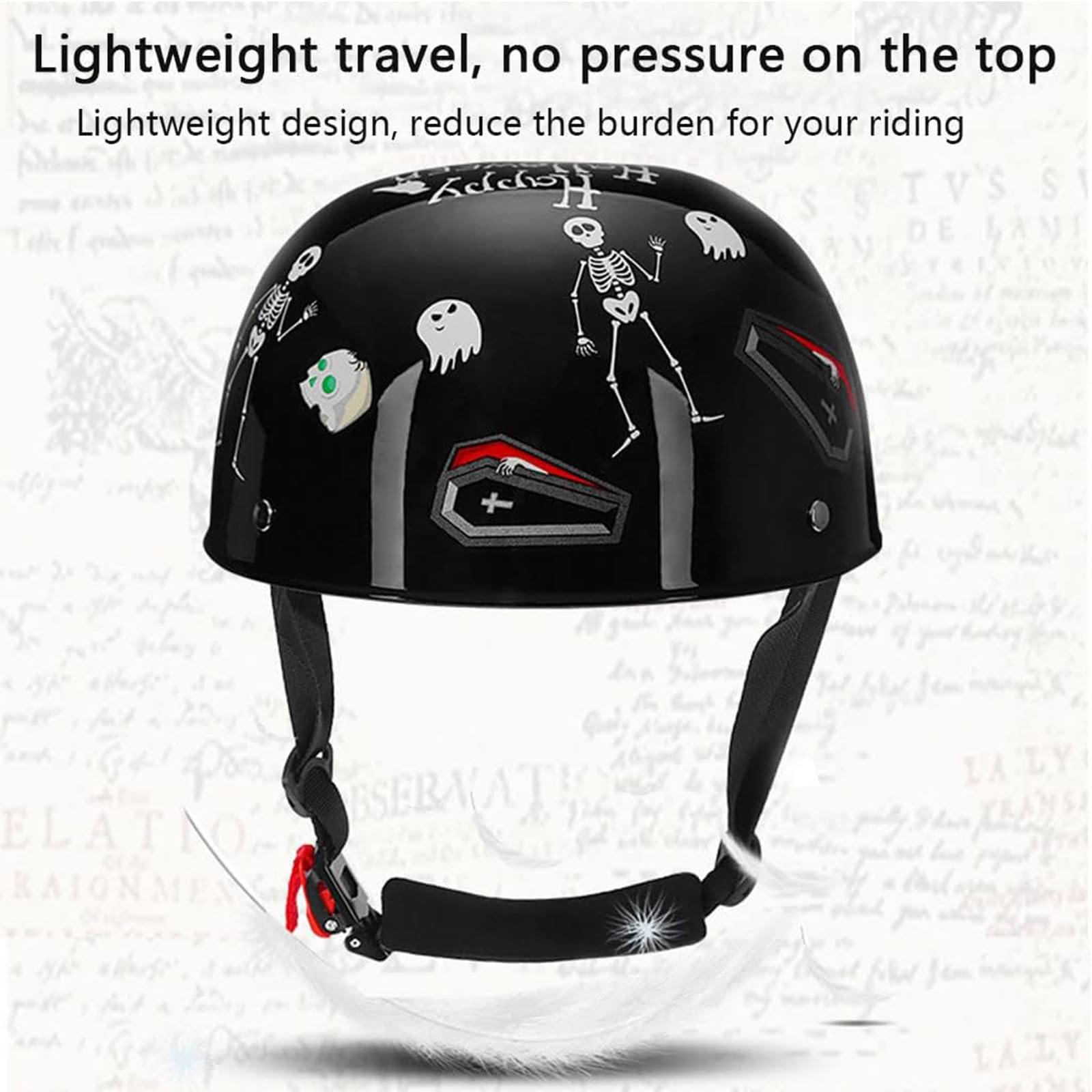 Cappello da Baseball Mezzo Casco Moto Chopper retrò Moto Mezzo Casco Uomo Donna - per Moto Cruiser Ciclomotore Scooter Vintage Adulto Casco Aperto ECE Omologato M~XXL(55~62cm)