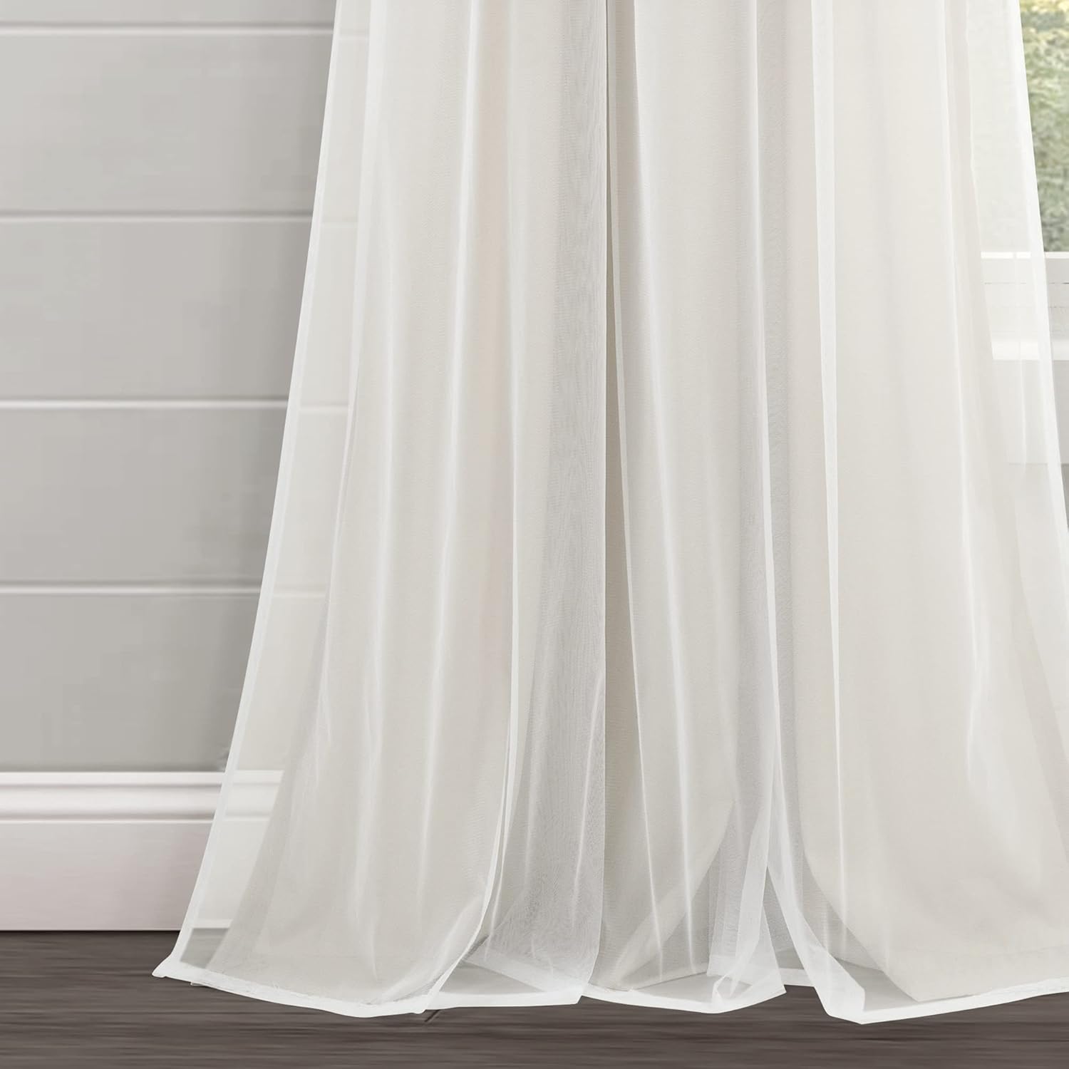 Lush Decor Dylin Flower Embroidery Window Curtain Panel (Single Panel), 84" L x 40" W, Neutral