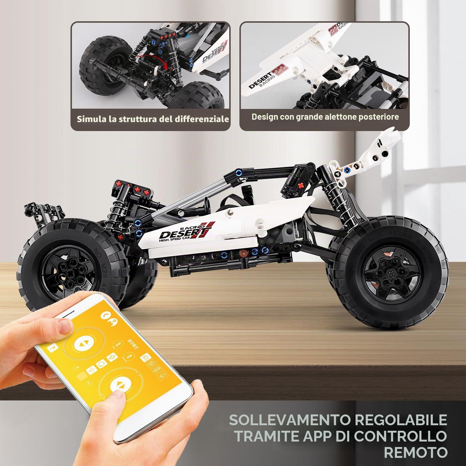 Mould King 18001 Technology - Macchina da corsa fuoristrada, 394 pezzi con 3 motori, modello Building Block The Mechanical Group Series per veicoli fuoristrada estremi, kit da costruzione giocattolo