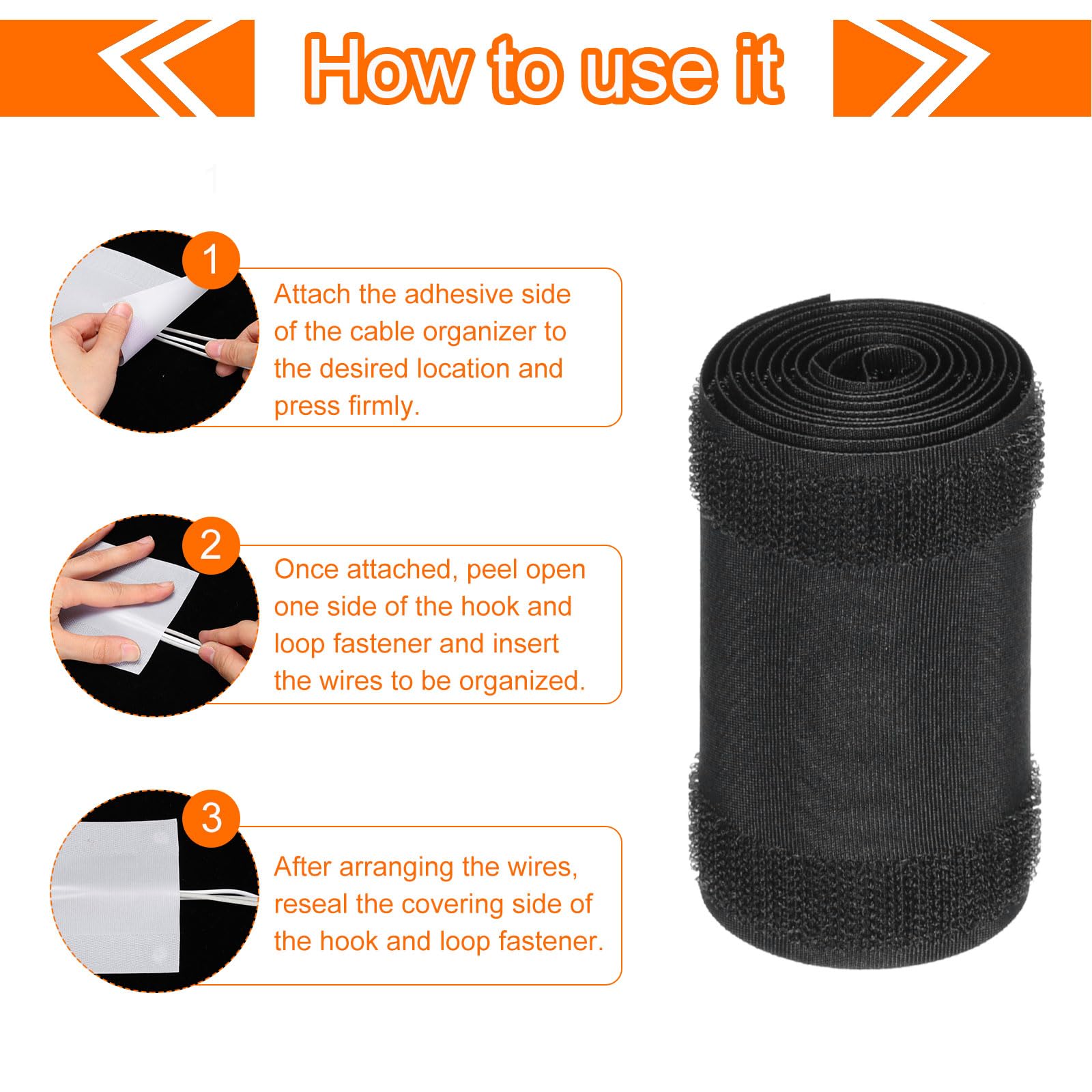QUARKZMAN Tappeto Copri Cavo 9.8 Ft x 4" Presa Pavimento Cavo Protettore Gestione per Commerciale Tappeto e Anello Stile Tappeti Prevenzione Inciampo Nylon Poliestere Miscela Nero 4pz